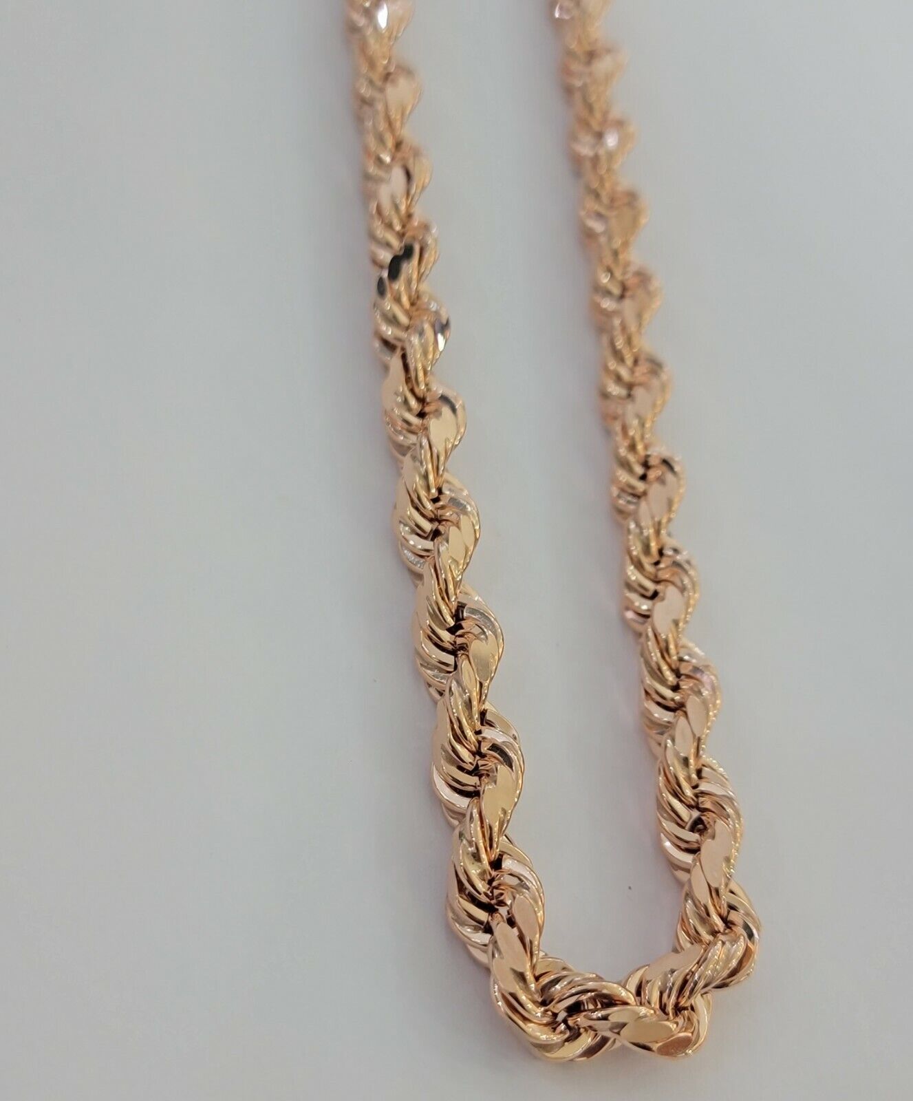 Rope Chain Necklace Real 10k Rose Gold 7mm 20"-26" Inch Diamond Cuts HEAVY SOLID