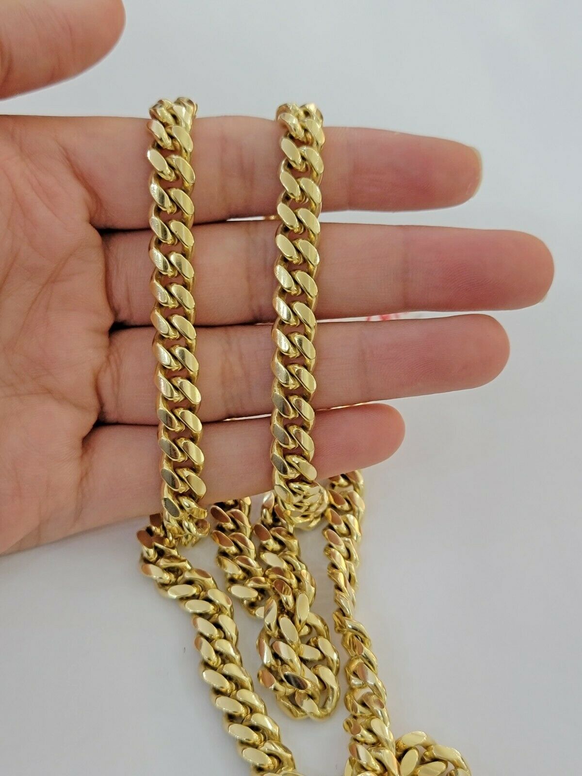 Solid 14k Gold Miami Cuban Link Chain Necklace 7mm 22" Men 14kt Yellow, SOLID