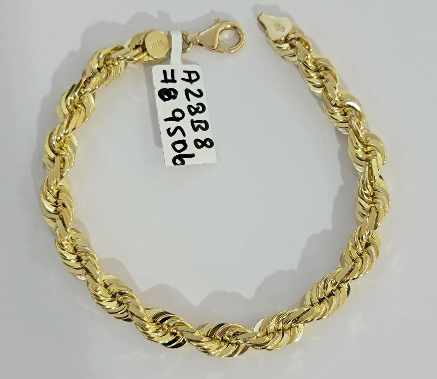 Solid 10k Real Gold Rope Bracelet 7mm 8" Inch 10kt Yellow Gold STRONG & HEAVY