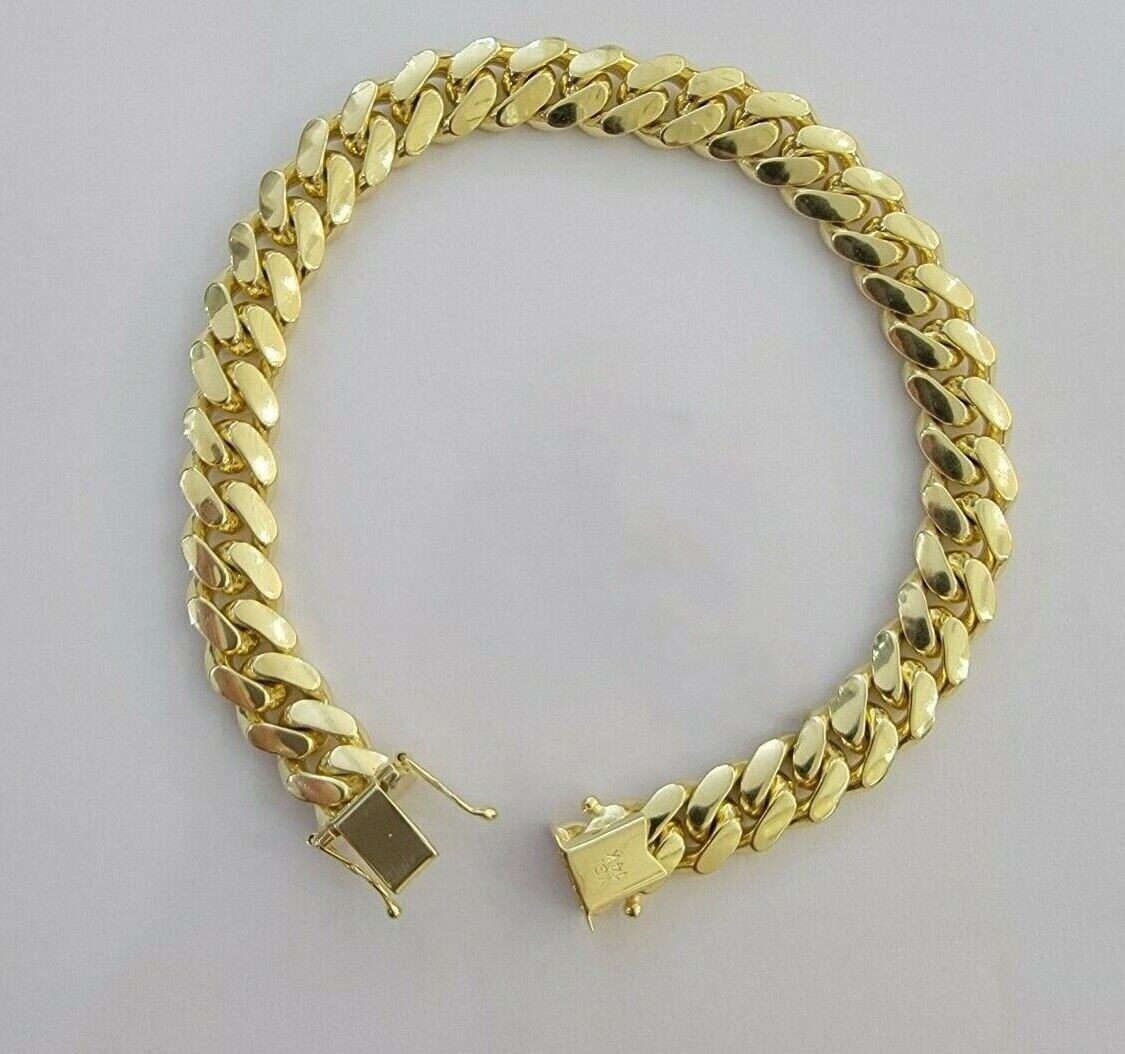 REAL 14k Gold Bracelet Miami Cuban Link SOLID 14kt Yellow Gold 8.5mm 8" Men's