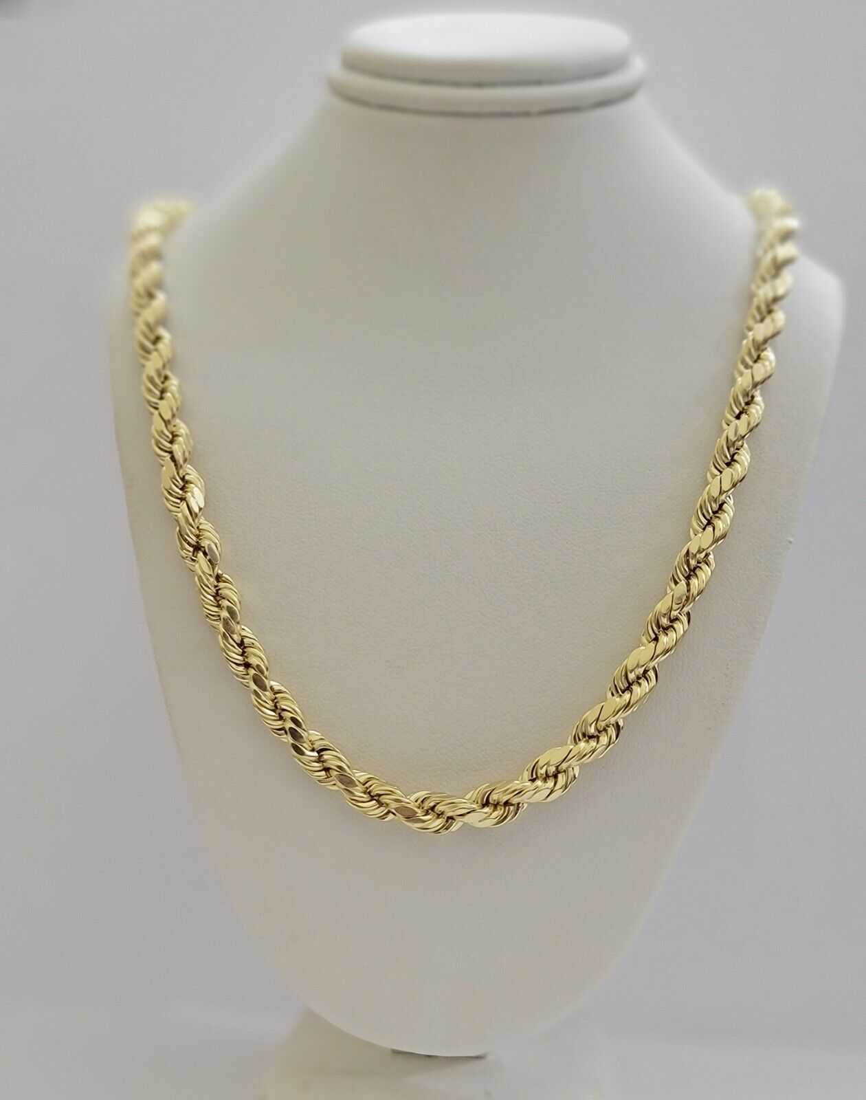 10k Yellow Gold Rope Chain Necklace 18"-30" Men Women 4mm-10mm Real Gold Hollow