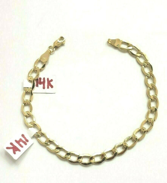 Men's & Women's 14K Yellow Gold Cuban Link Bracelet 6 mm 8 Inches long Real Gold