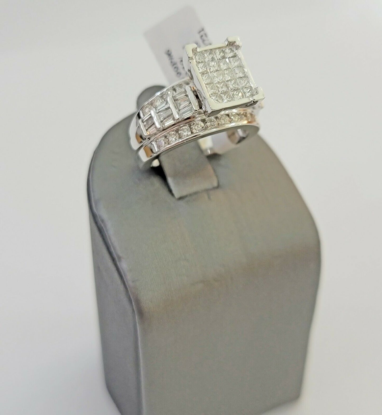 14k White Gold Ladies Ring 2 CT Diamond Princess Cut, Baguette, Round, REAL 14kt