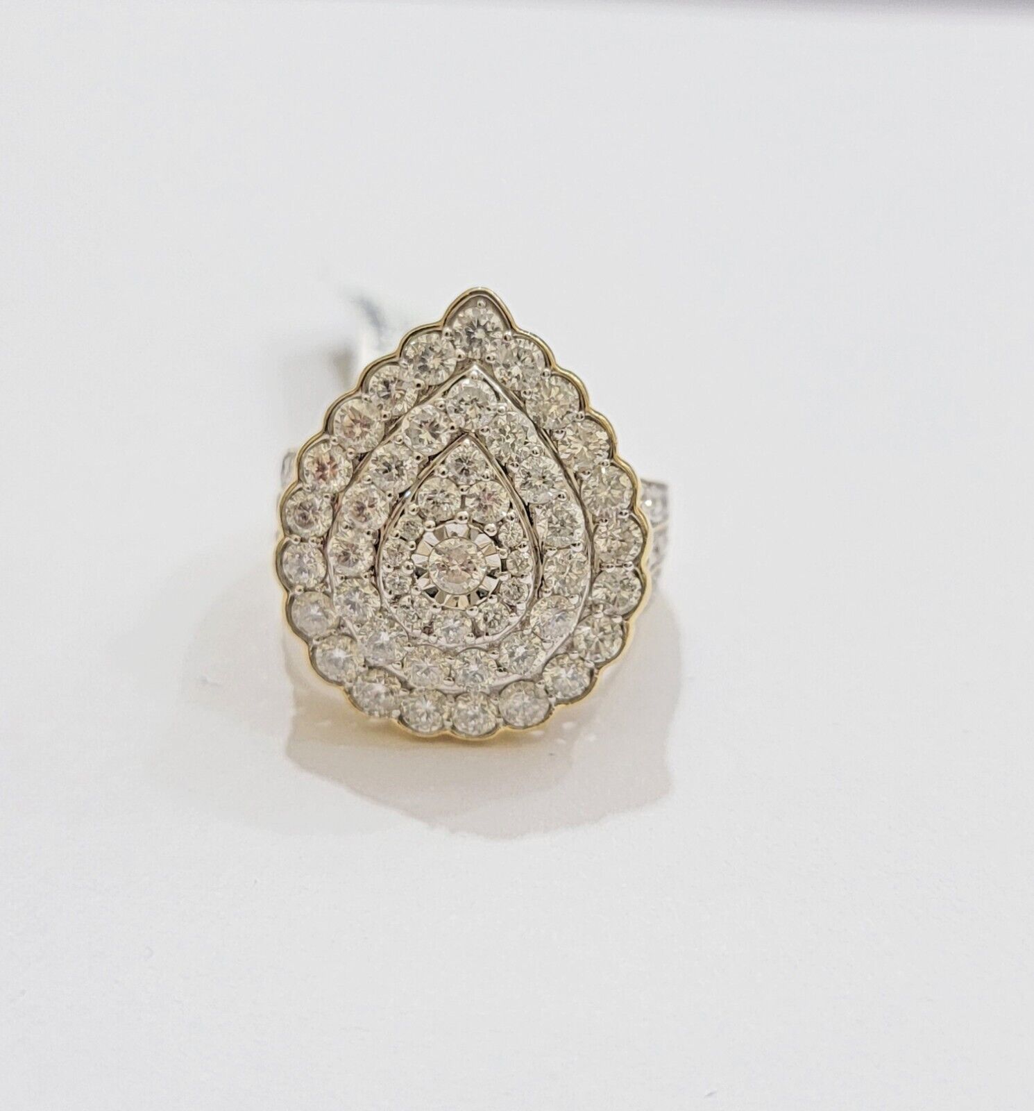 Ladies Diamond Ring Tear Drop 3 CT Natural Diamond Solid 10k Yellow Gold , Pear