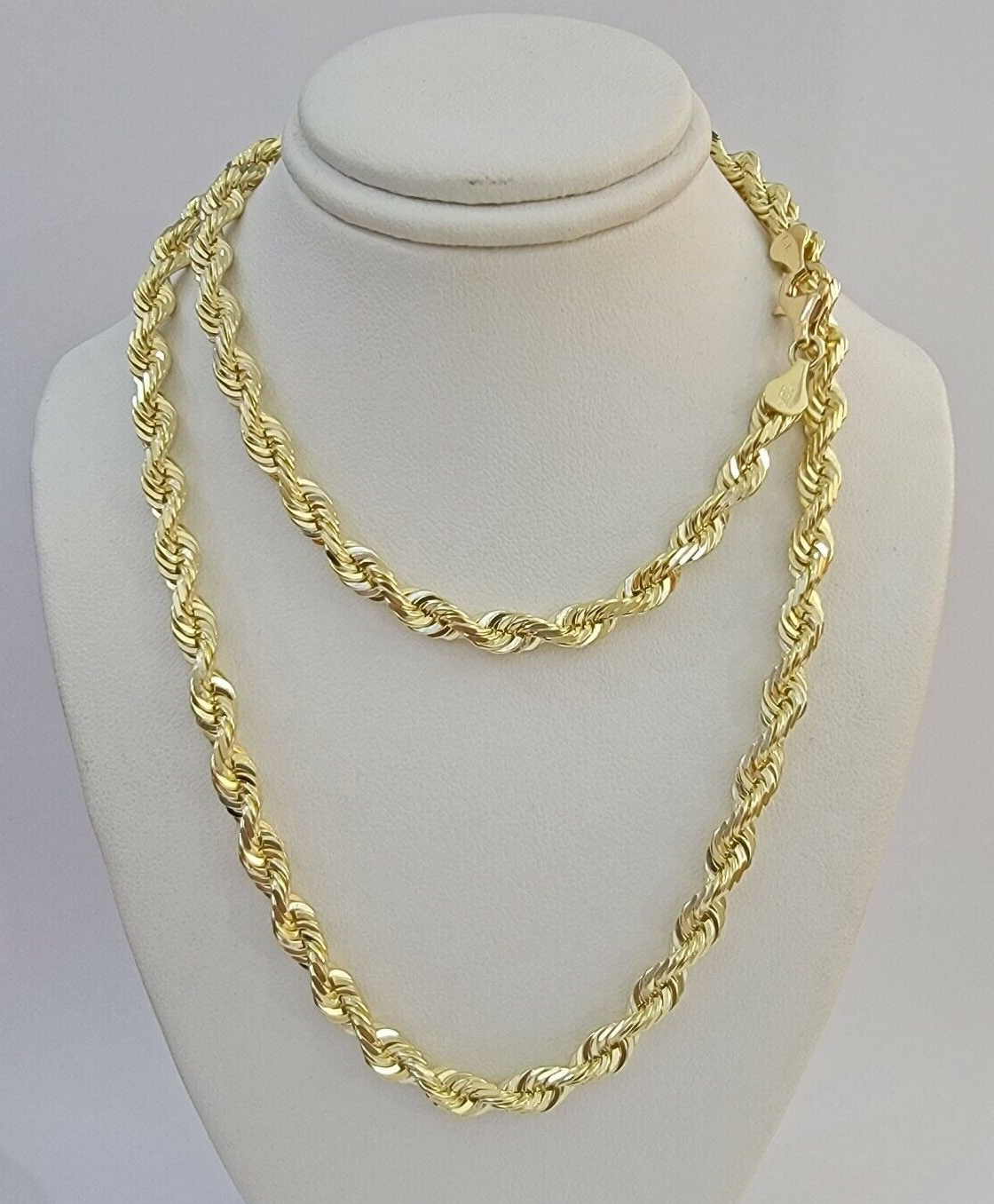 14k Yellow Gold Rope Chain Solid Necklace 6mm 20" Dimond Cut GURANTEED REAL GOLD