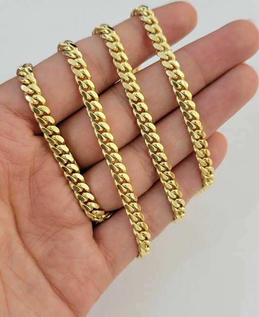 Solid 14k Yellow Gold chain 20 Inch Miami Cuban Necklace 4mm STRONG Links REAL