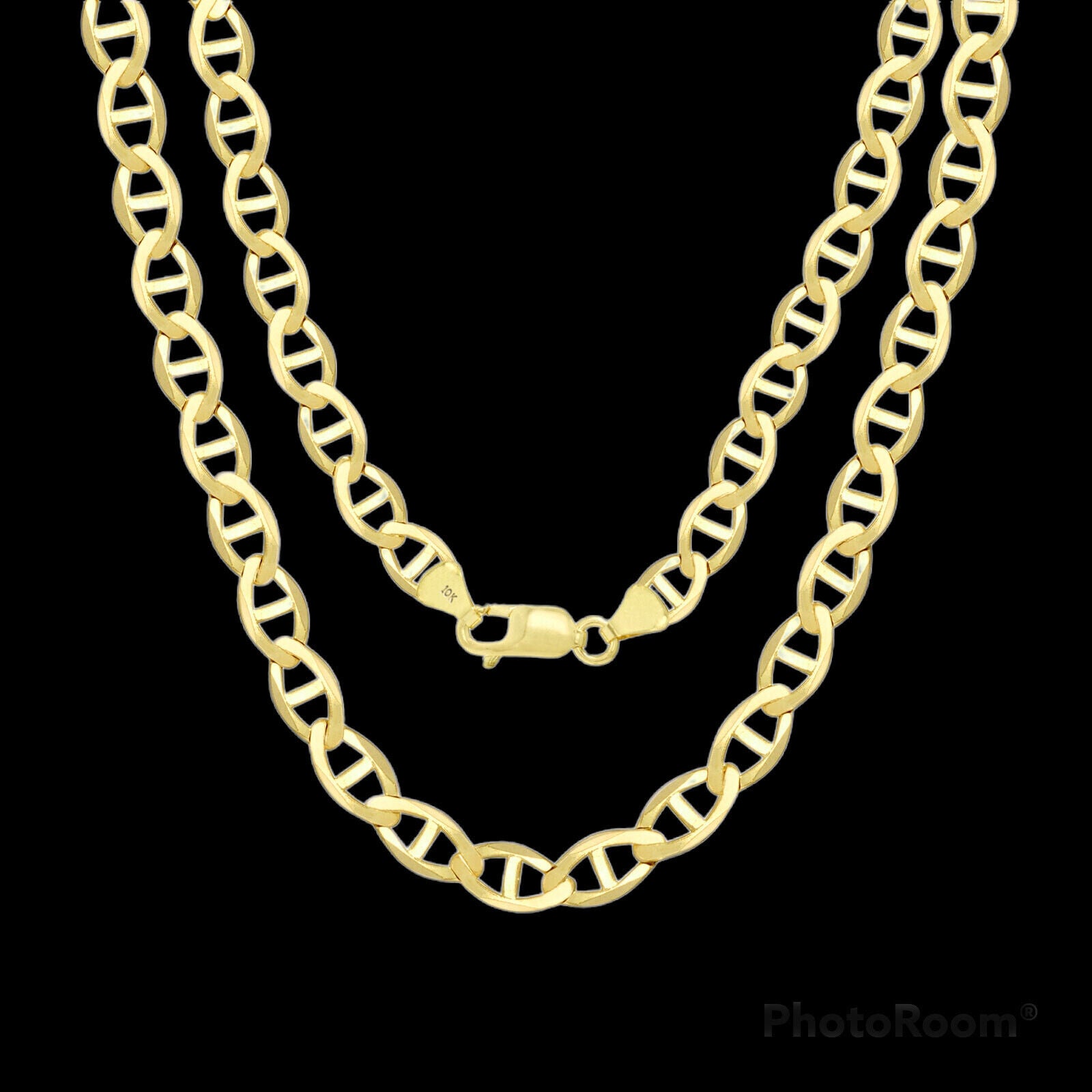 Solid 10K Yellow Gold Mariner Anchor Link Chain Necklace Bracelet 3-10 mm 7"-30"