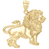 Real 10K Yellow Gold Lion Body Pendant Two Tone Full Walking Unisex 1.50" Charm