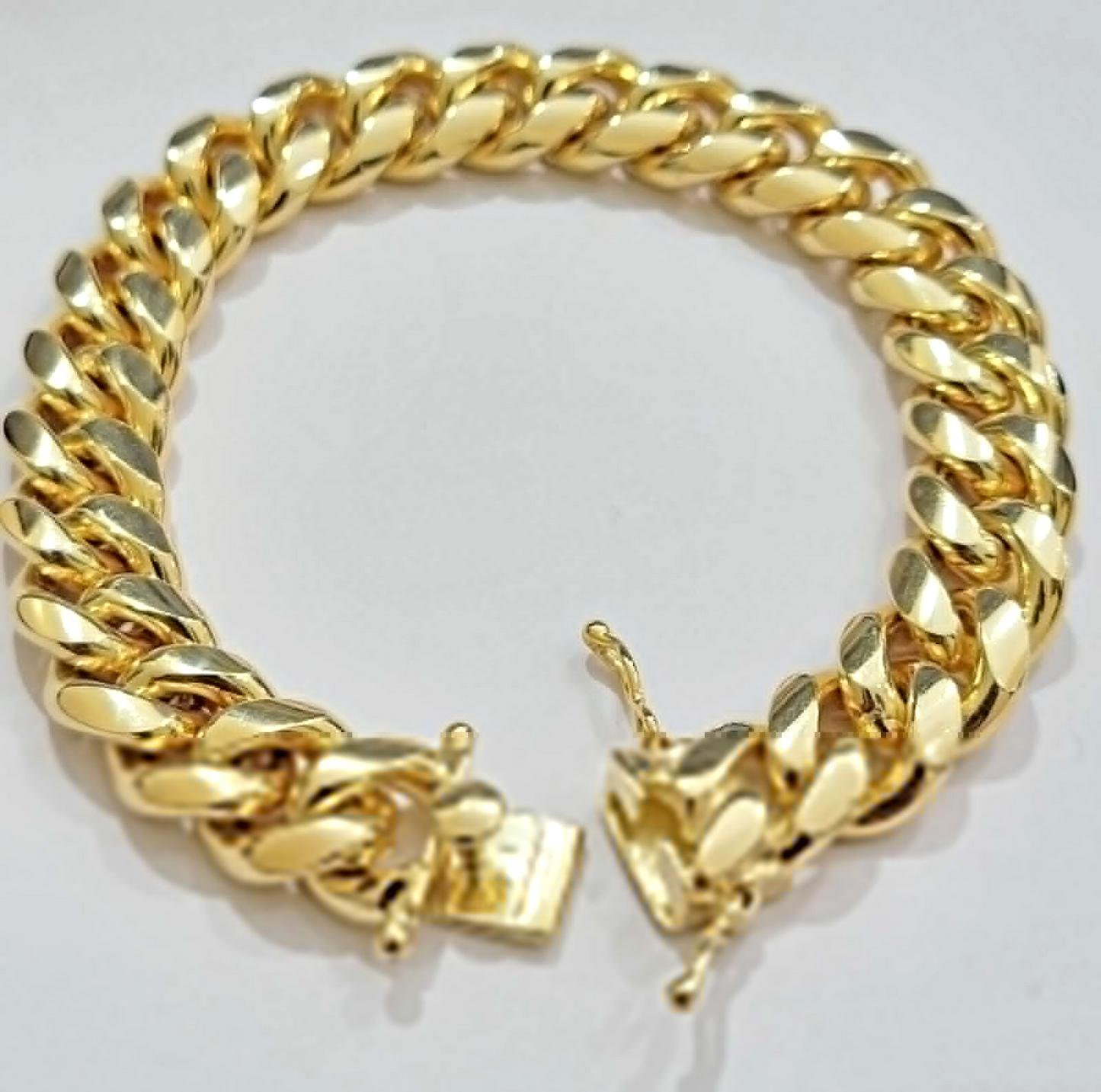 Solid 10k Gold Bracelet 12mm Miami Cuban Link 9 Inch Box Clasp Mens REAL 10KT