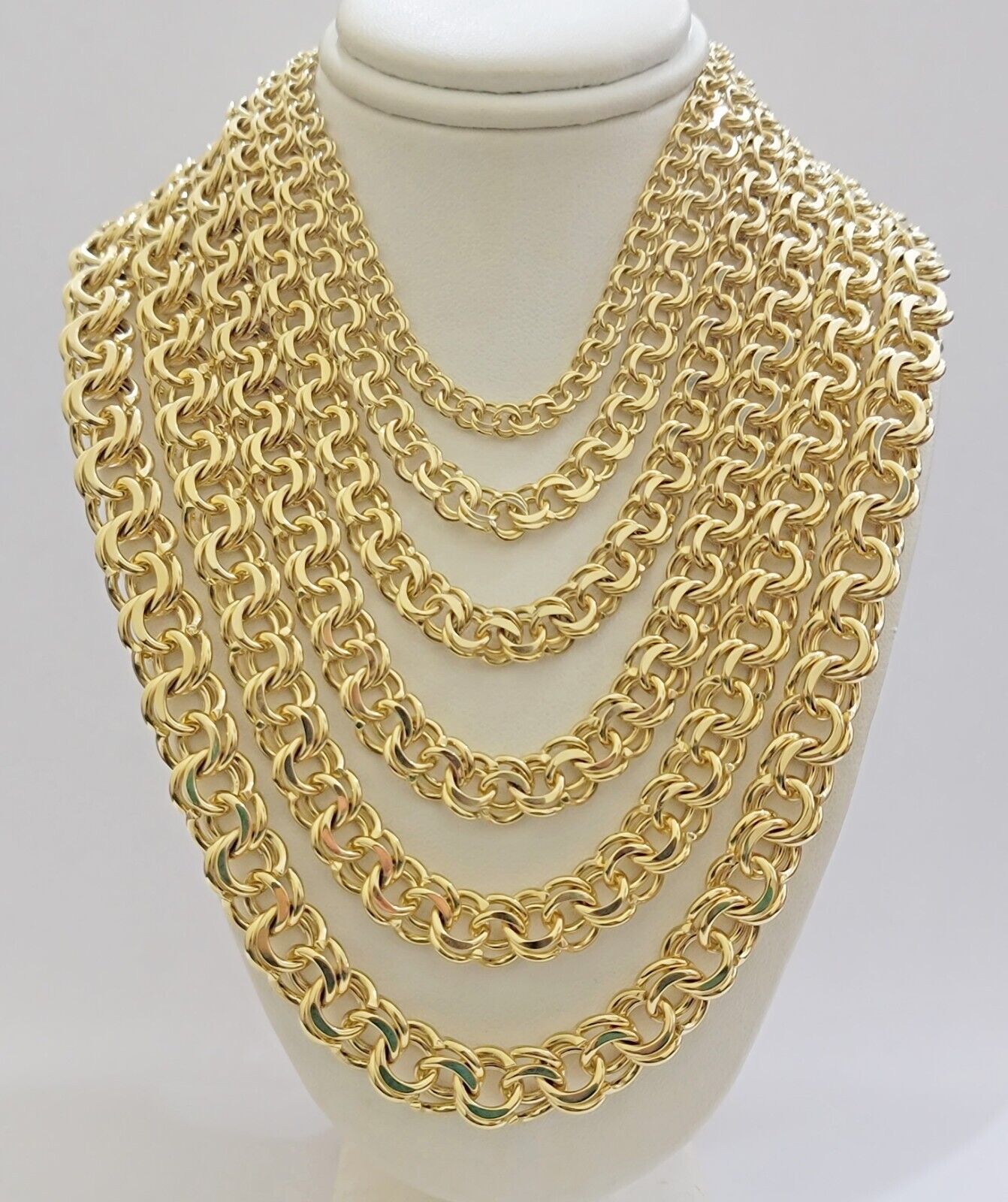 Real 10k Yellow Gold Chino Chain Solid Link Necklace 5mm-11mm 22"-26" Mens