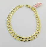 REAL 14k Gold Bracelet Cuban link 8" SOLID 7.5mm 14kt Yellow Gold Diamond Cut