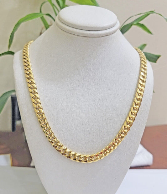 10k Gold Necklace 7mm 26 Inch Miami Cuban Link Chain REAL 10kt yellow Gold Men's