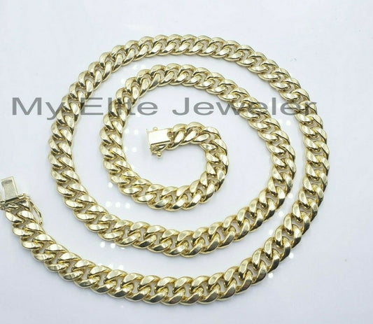 REAL 14k Gold Miami Cuban Link 26" Mens Necklace 9MM Box Clasp 14 KT Yellow Gold