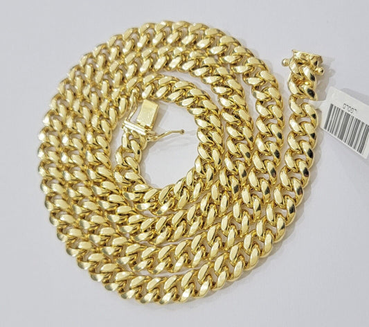 Miami Cuban Link Chain 18 Inch Necklace REAL 10k Yellow Gold 8mm Mens Women 10KT