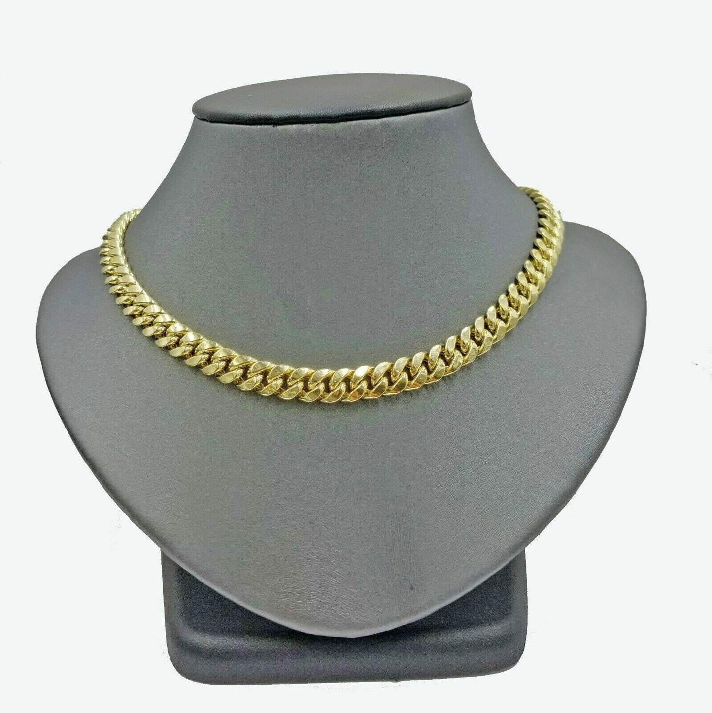 Real 10K Yellow Gold Miami Cuban Link Chain 8mm 22" Box Lock Necklace Men Women