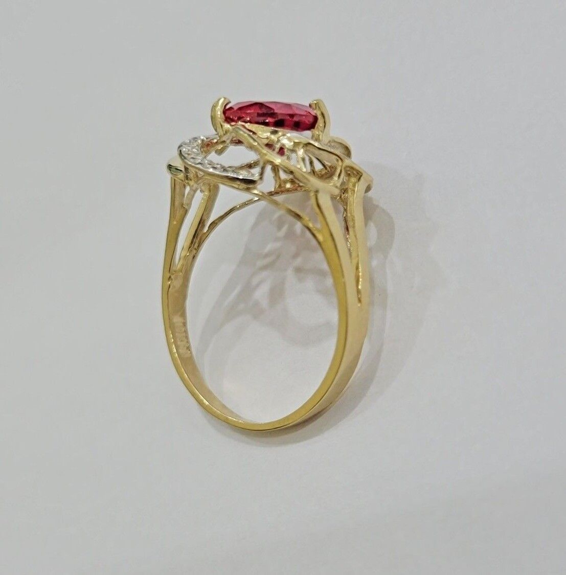 10k Yellow Gold Ladies Ruby Red Ring Womens Casual Band SALE Real 10kt Brand New