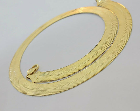 REAL 10k Gold Herringbone Chain Necklace 15mm 18"-24" 10kt Yellow Gold SOLID