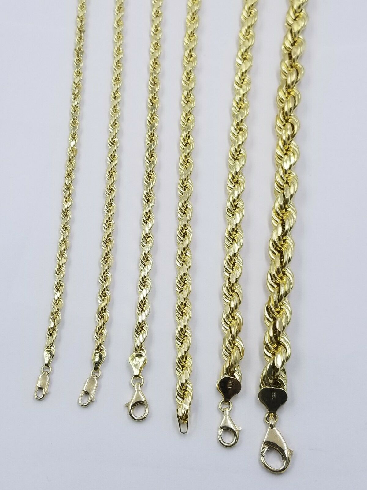 10k Yellow Gold Rope Chain Necklace Men Women 18