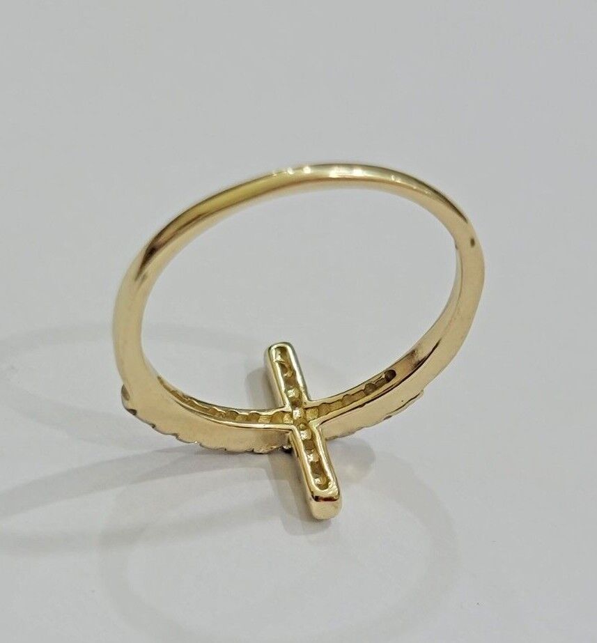 Ladies Ring 10k Yellow Gold Cross REAL 10KT Unique Casual Band LIMITED TIME SALE