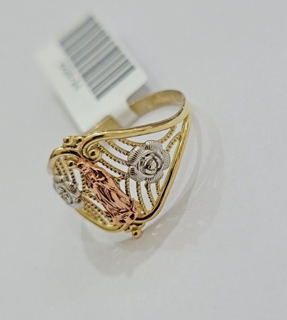 Ladies Ring 10k Yellow Gold Virgin Mary Cross 10KT REAL Gold Unique Size 7 SALE