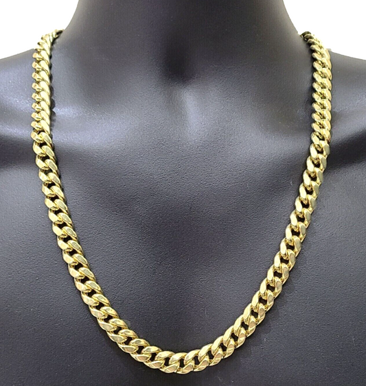 REAL 14k Gold Miami Cuban Link 26" Mens Necklace 9mm Box Clasp 14 KT Yellow Gold