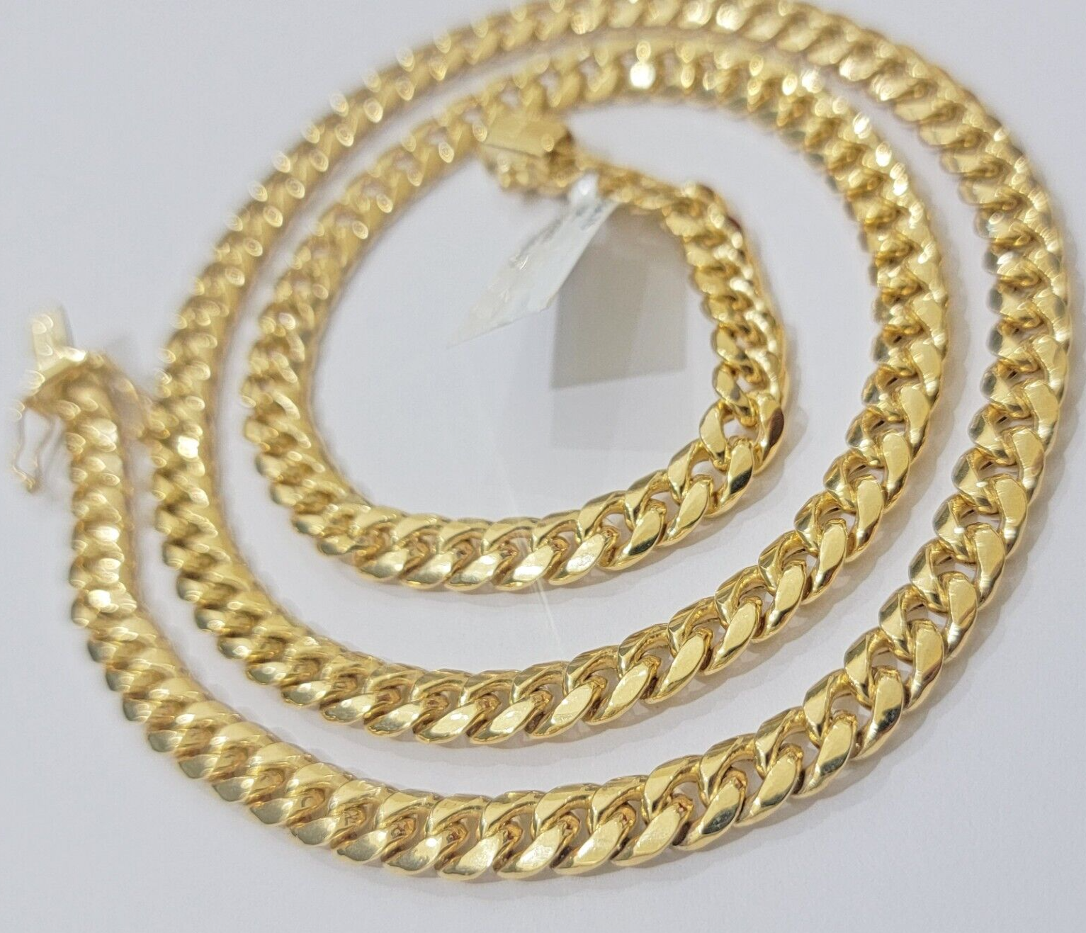 10k Gold Necklace 7mm 18 Inch Short Miami Cuban Link Chain REAL 10kt Yellow Gold