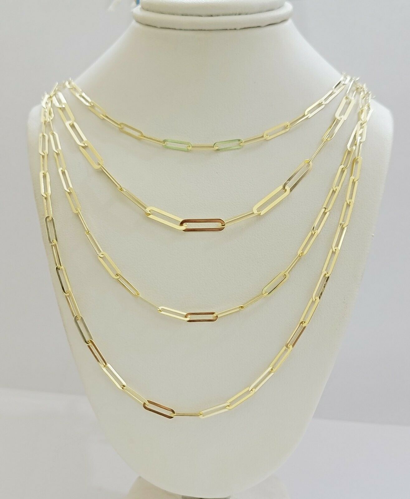 10k Yellow Gold Ladies Paperclip Chain necklace 4mm all size, REAL 10kt ,women