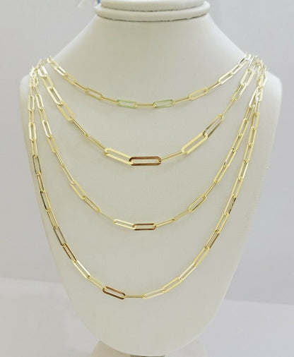 10k Yellow Gold Ladies Paperclip Chain necklace 4mm all size, REAL 10kt ,women