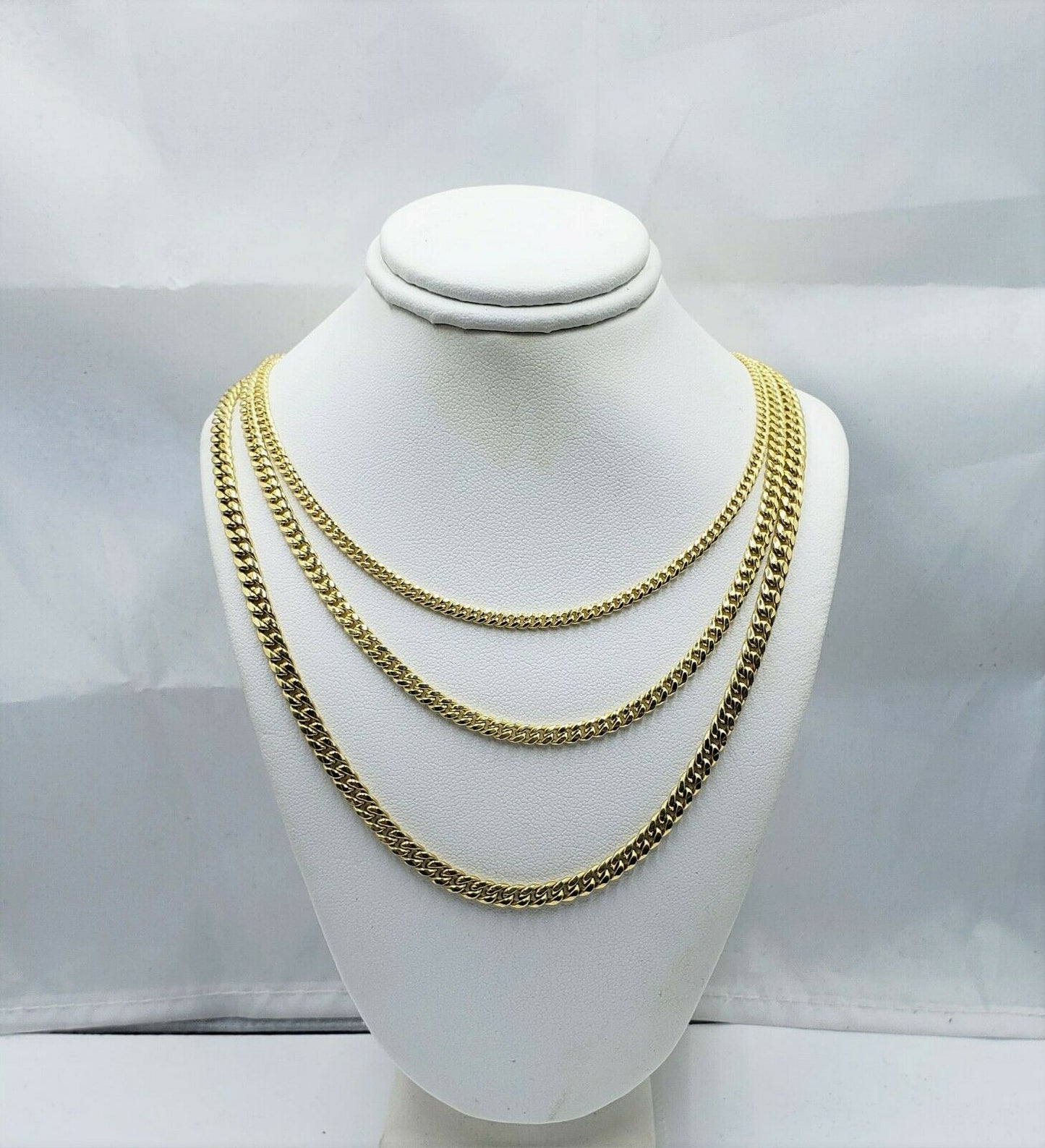 2mm 3mm 4mm Cuban link Necklace Chain Gold 10kt Yellow Gold 20" - 28" Men Women