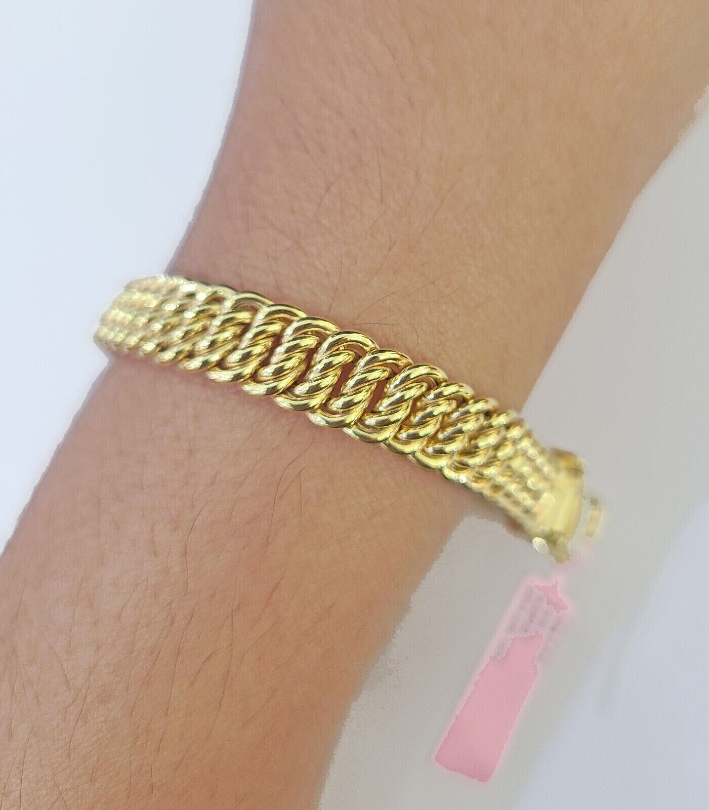 REAL 14k Gold Ladies Bracelet Flat Byzantine Link 9mm Women 7.5 Inch 14kT Unique