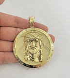 Mens Real 10kt Yellow Gold Pendant Jesus Head Charm 2.5" Medallion 10kt ,LIMITED