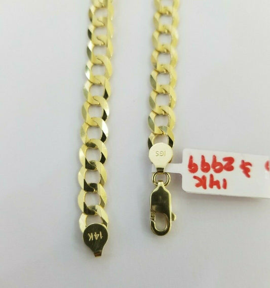 REAL 14k Gold Bracelet Cuban link 8" SOLID 7.5mm 14kt Yellow Gold Diamond Cut