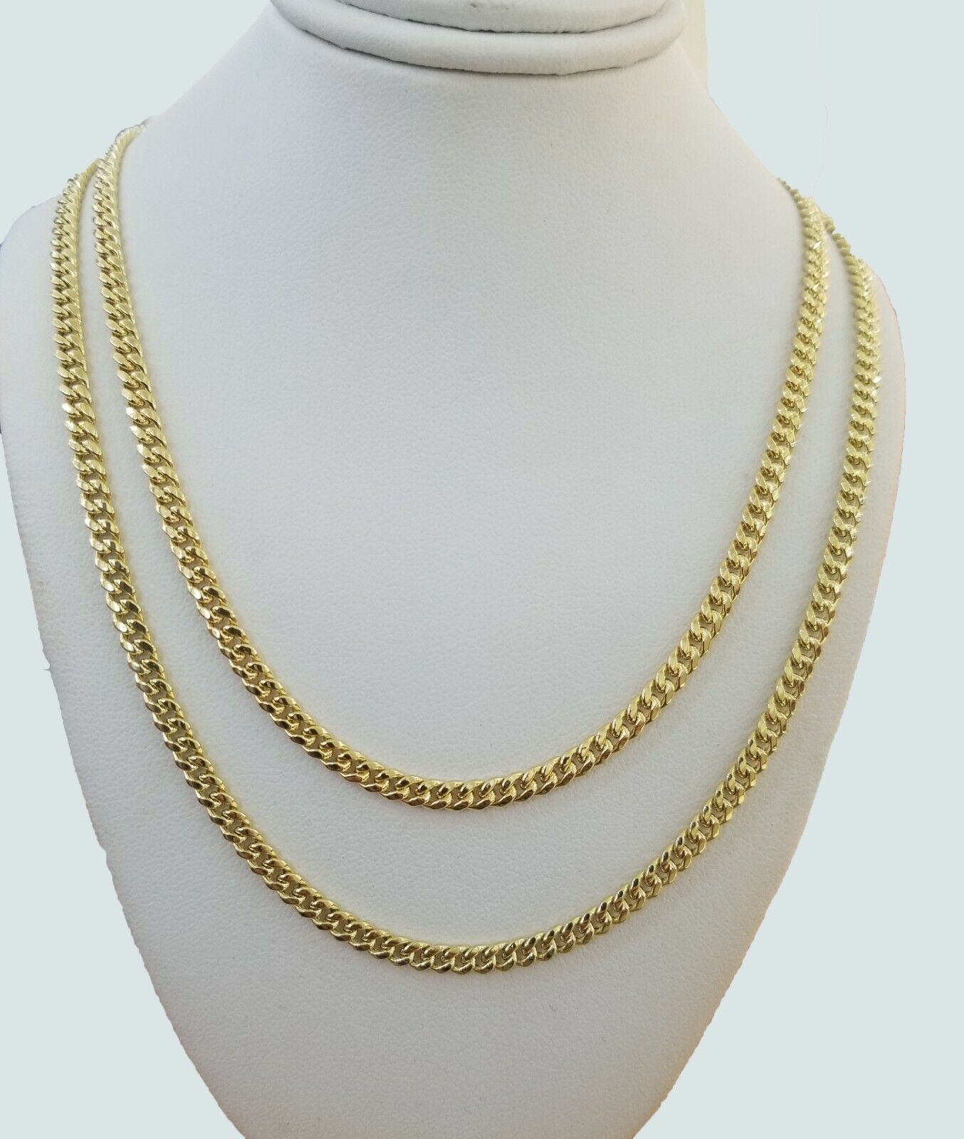 14k Yellow Gold Miami cuban Link Chain 3.5mm Necklace 20" Men Women , REAL 14KT