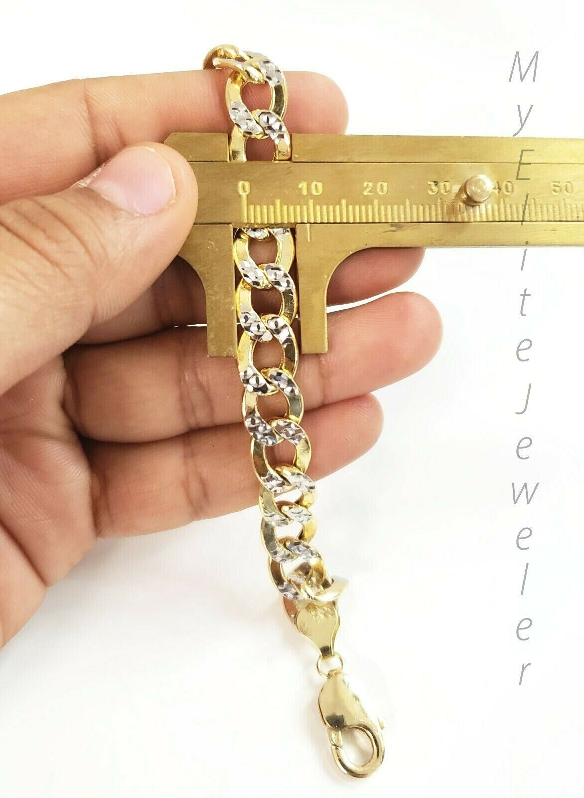 Men's 10k Diamond Cuts Cuban link Curb Bracelet 8 Inch 9mm Lobster Lock, Real