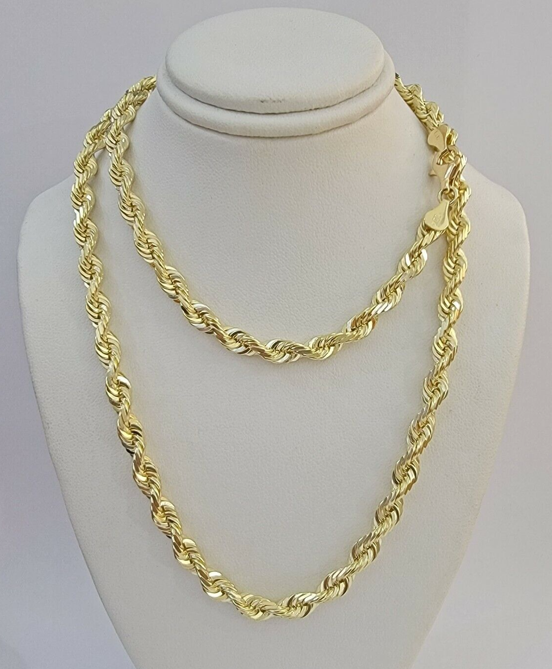 14k Yellow Gold Rope Chain Solid Necklace 6mm 24