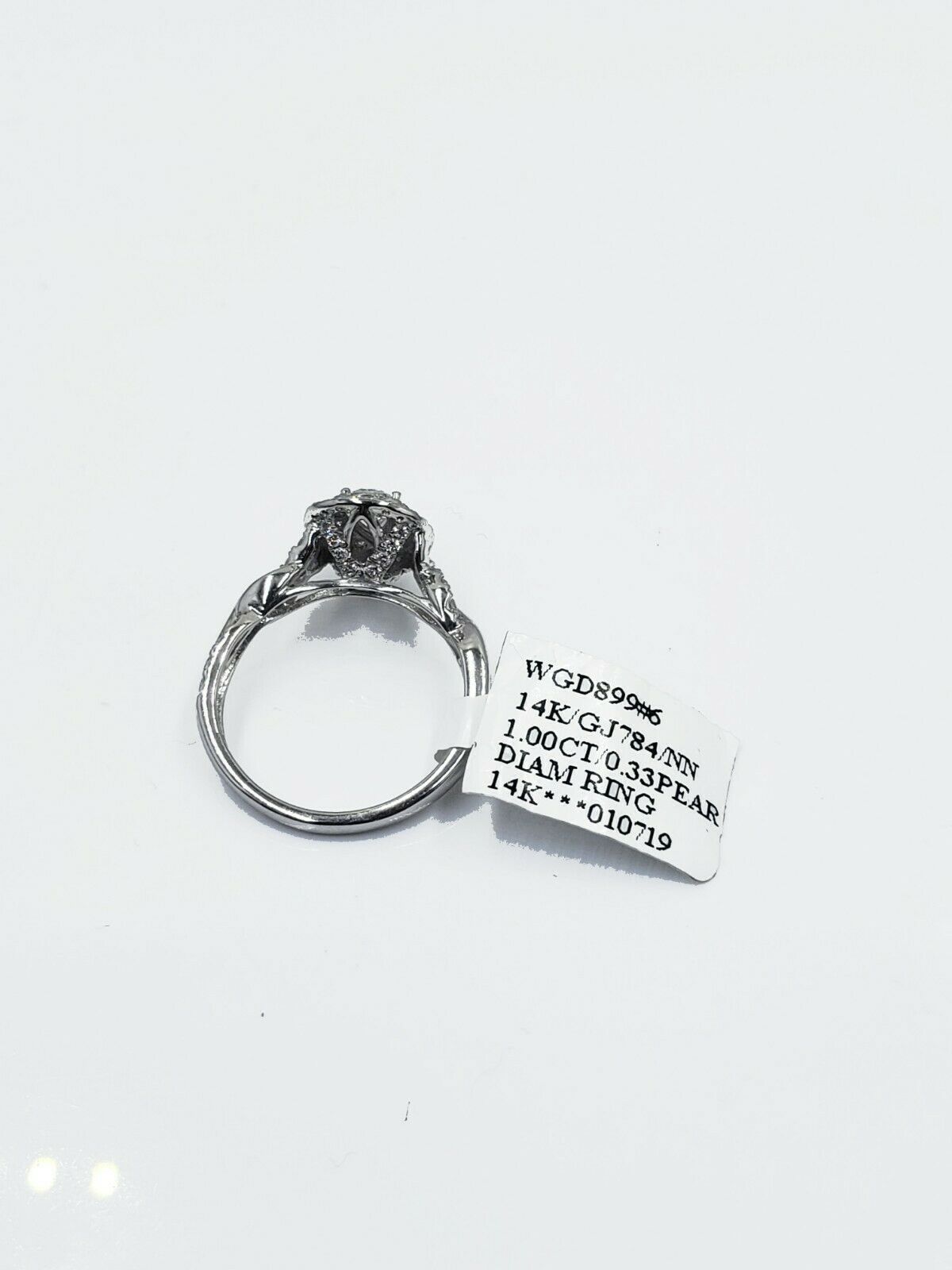 14k White Gold 1CT Diamond Ladies Ring Tear Drop Pear Shaped Wedding Anniversary