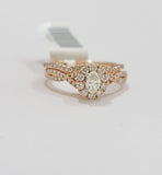 14k Rose Gold Diamond Ring Band Set Ladies Wedding Engagement Anniversary ,Solid