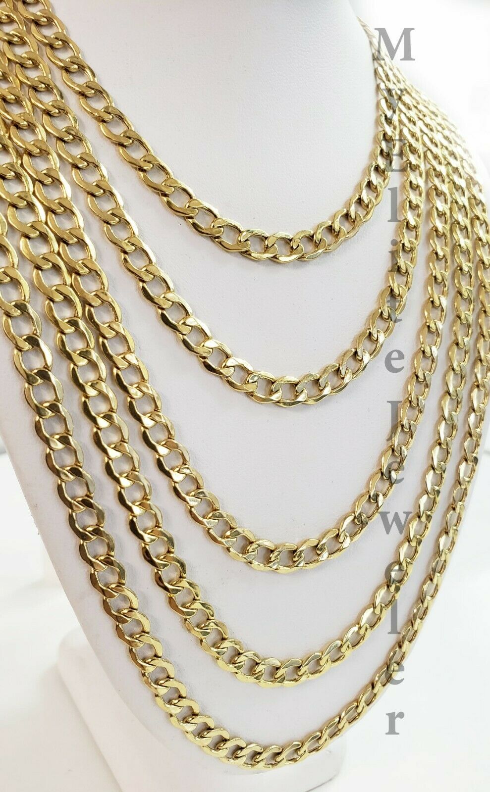 REAL 10k Yellow Gold Necklace 5mm Cuban Curb Link 18" 20" 22 24 26 28 Inch Chain