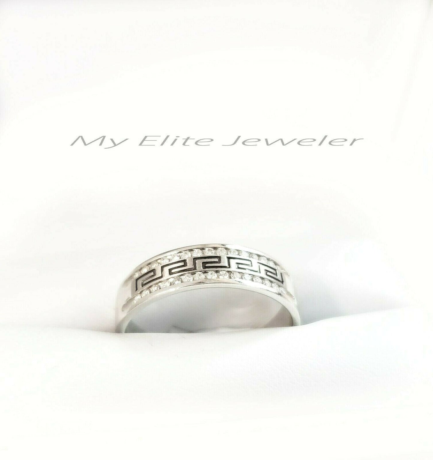 Men's 1/4 CT Diamond Band Wedding 14K Solid White Gold Size 10