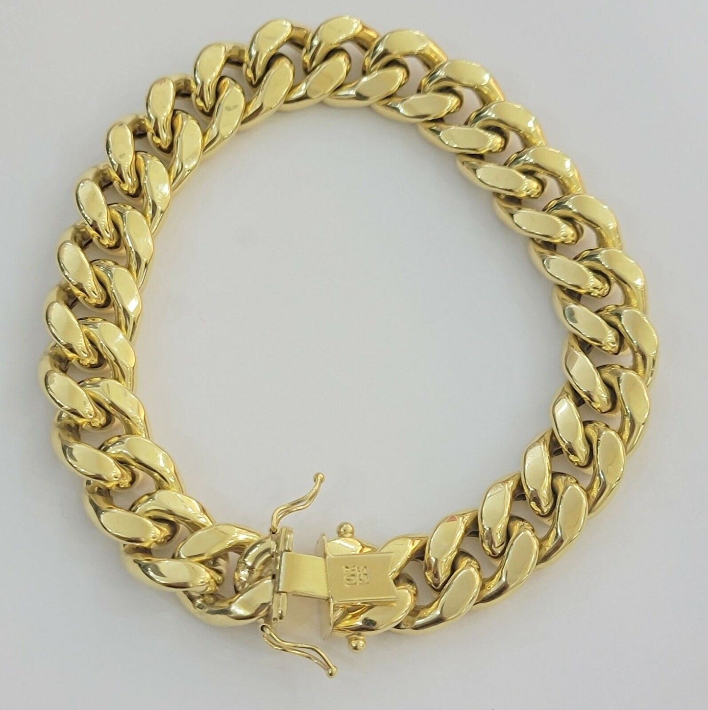 REAL Mens 10k Yellow Gold Miami Cuban Bracelet 7.5 Inch 13mm And Strong Links