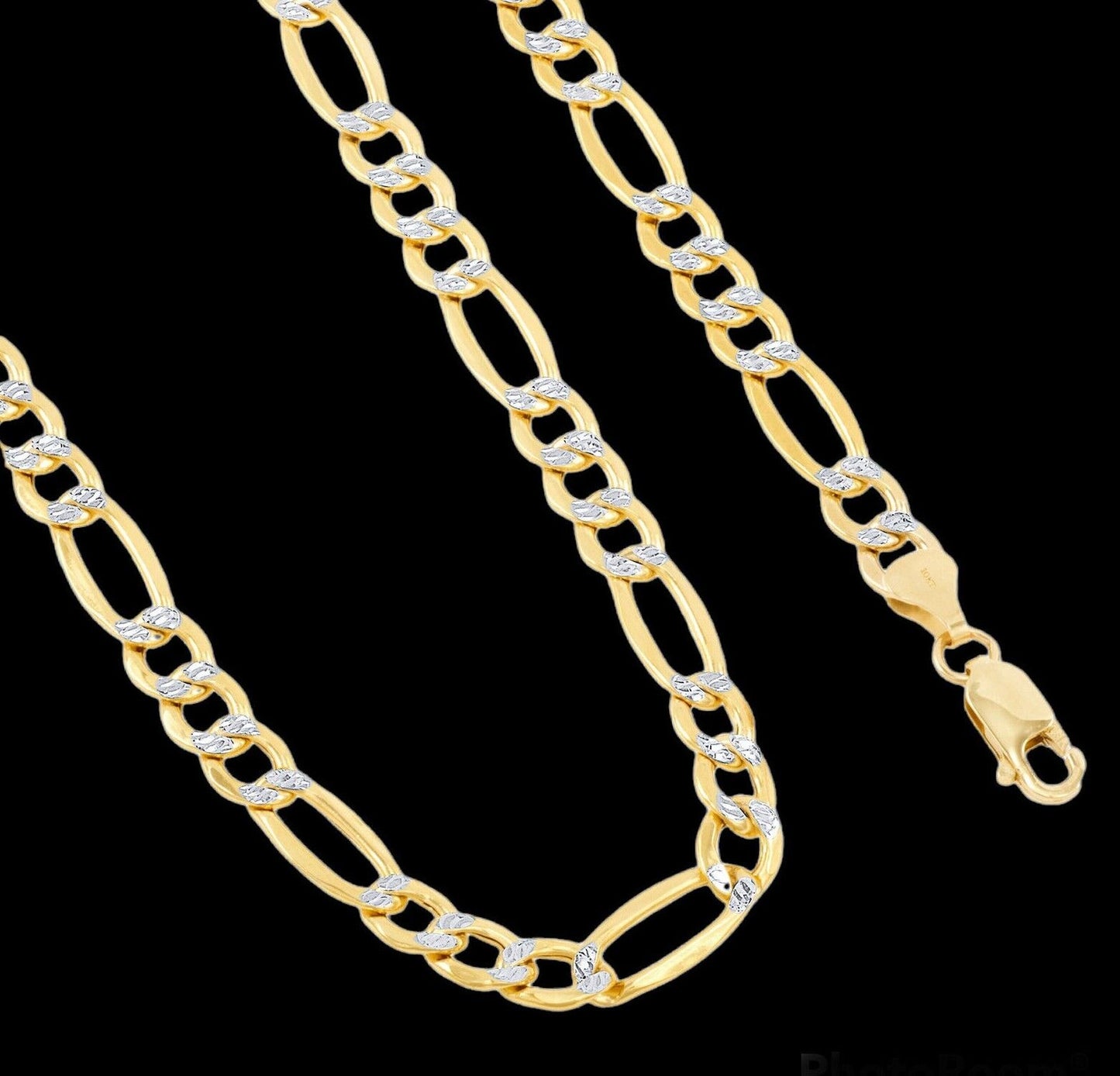 Real 10k Gold Chain Figaro Link Necklace 3.5mm-9mm, Men Women 18"-30" Inch, 10kt