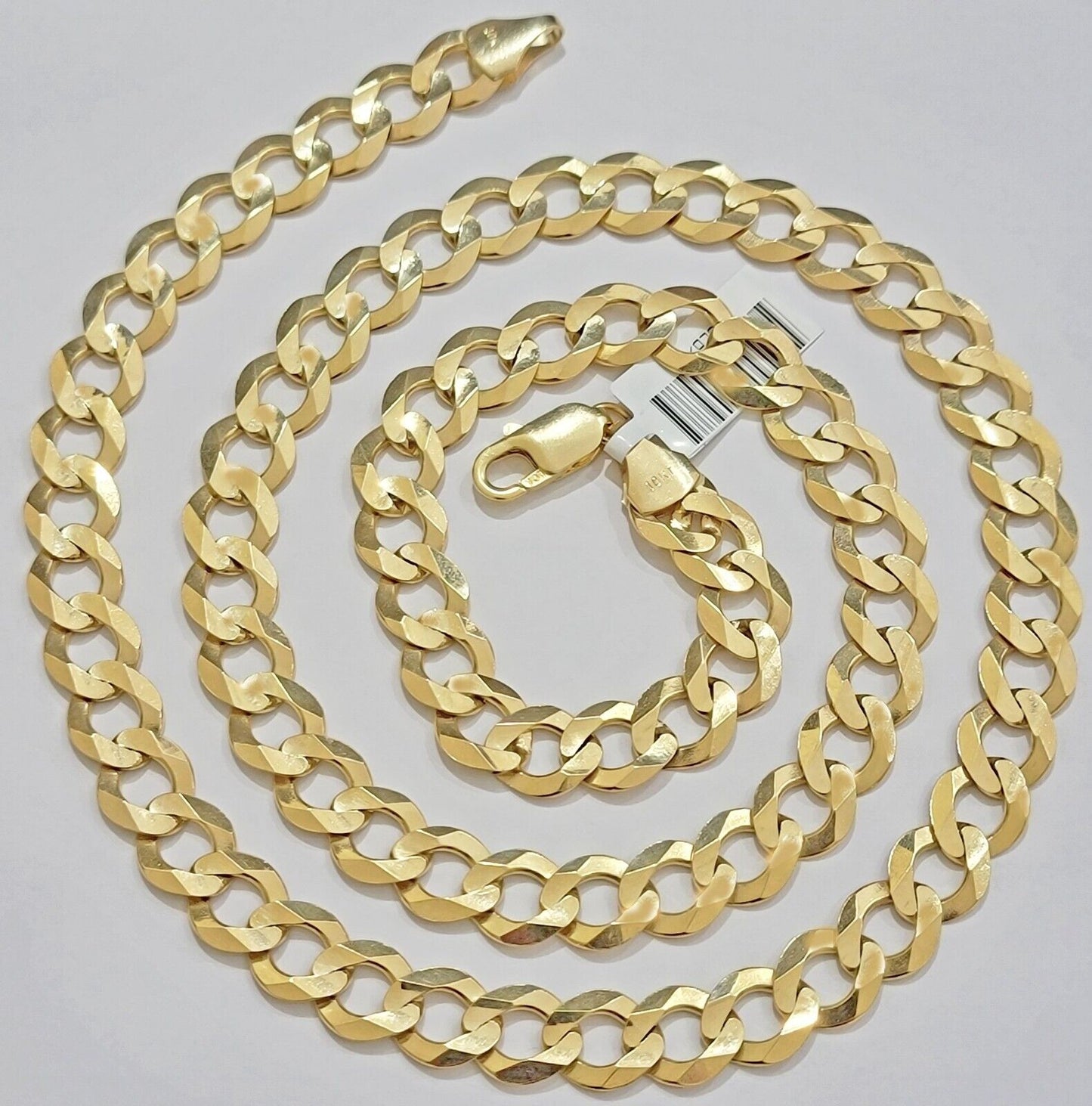 10mm 10k Gold Chain Cuban Curb Link Necklace 30 Inch Real SOLID 10k Yellow Gold