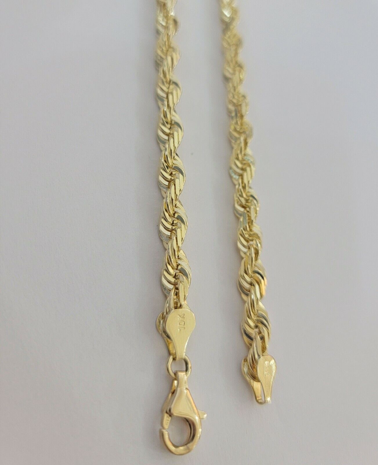 Rope Chain Necklace 5mm REAL 10kt Yellow Gold Solid link Diamond Cuts 22