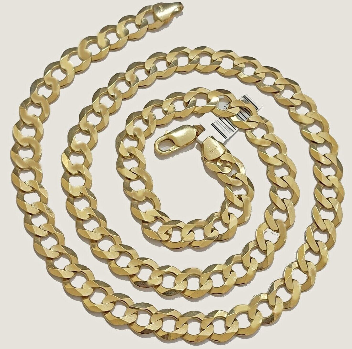 10mm 10k Gold Chain Cuban Curb Link Necklace 30 Inch Real SOLID 10k Yellow Gold