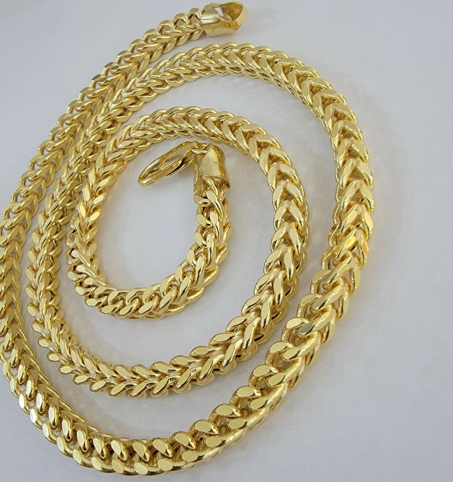 Real 10K Gold Franco Chain Men's Necklace 30" Necklace 7mm Thick, 10 KT STRONG