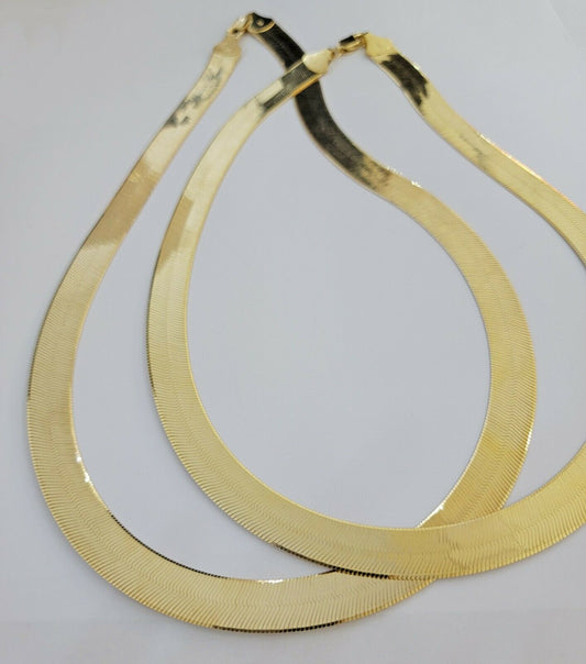 REAL 10k Gold Herringbone Chain Necklace 12mm 18"-24" 10kt Yellow Gold SOLID