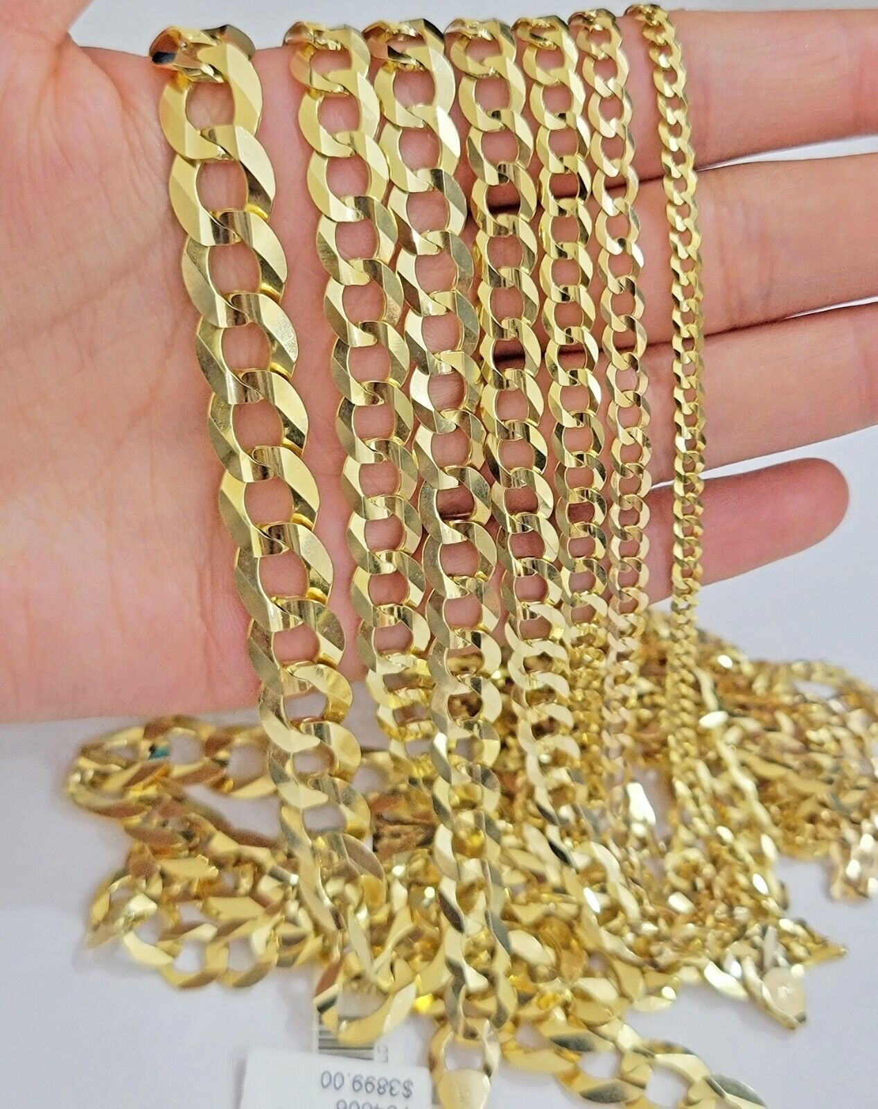 Real 14k Gold Chain Solid Cuban Curb Link Bracelet Necklace 3mm-10mm 7"-30" 14kt