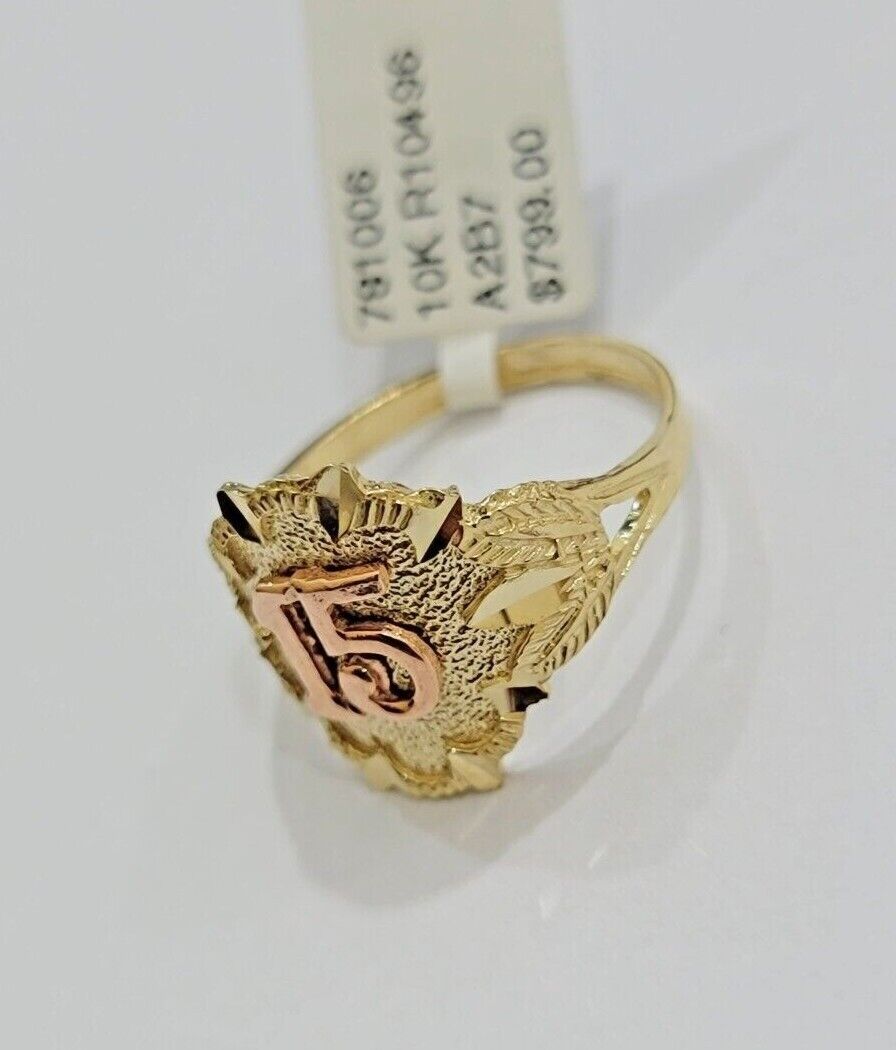 Ladies Ring 10k Gold Quinceanera 15 Anos Year Girls 10KT Yellow REAL Size 6 SALE