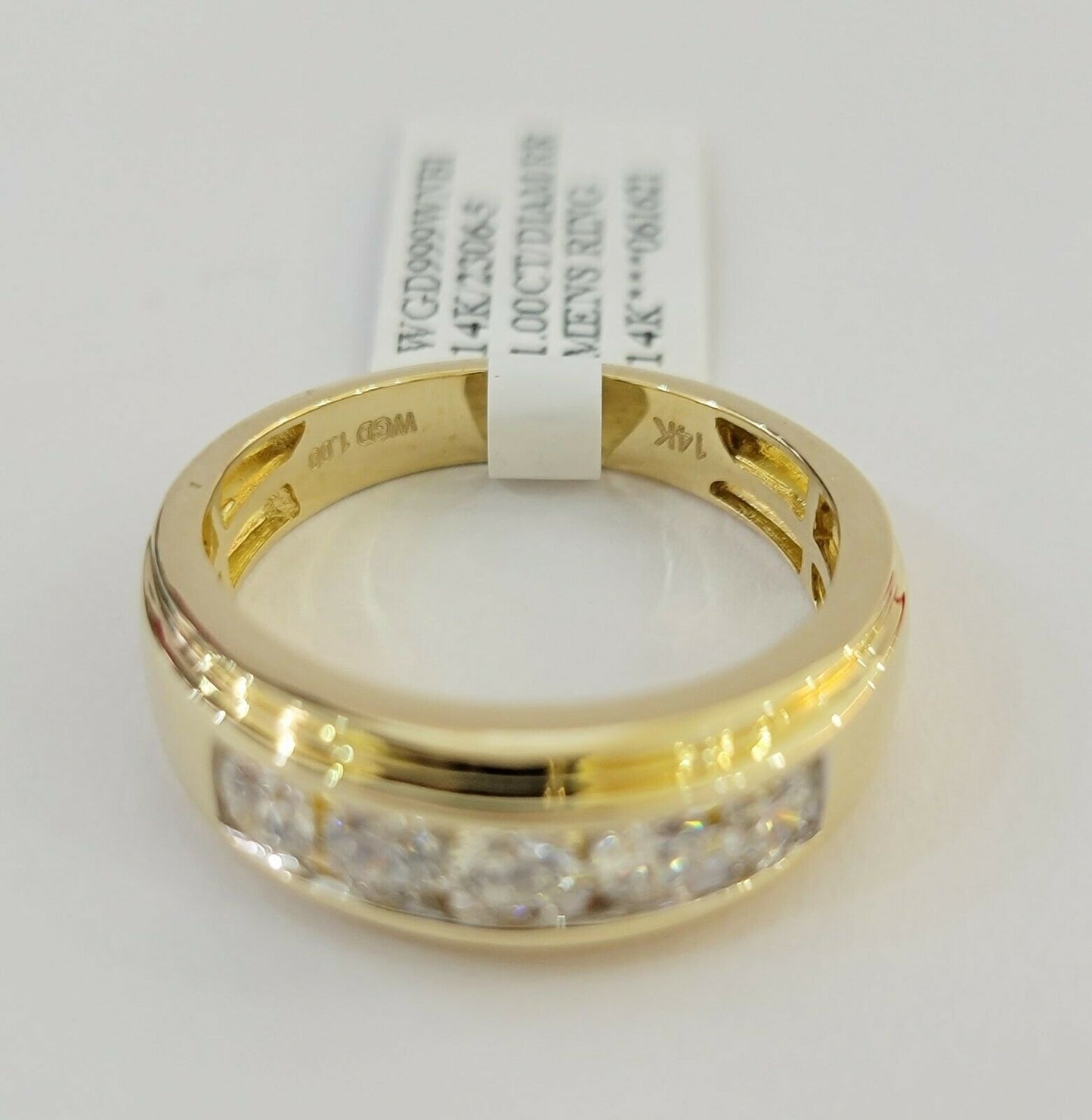 Men's Diamond Wedding Band 1 CT Round 14K Yellow Gold Brilliant Solitaire Diam