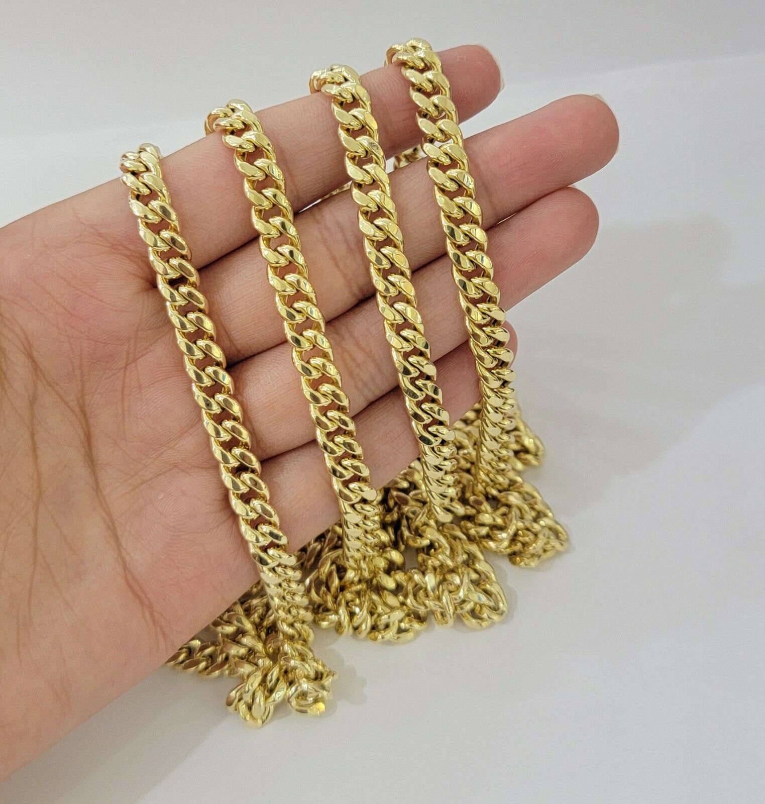 Real Gold Miami Cuban chain Necklace 7mm 24 Inch Lobster ,Men's 10kt Yellow Gold